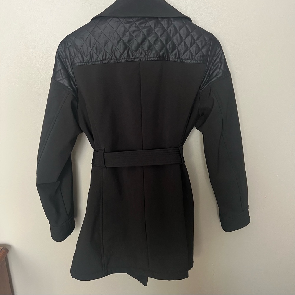 MICHAEL Michael Kors Black lined winter Trench Coat with Gold Accents - Picture 8 of 12
